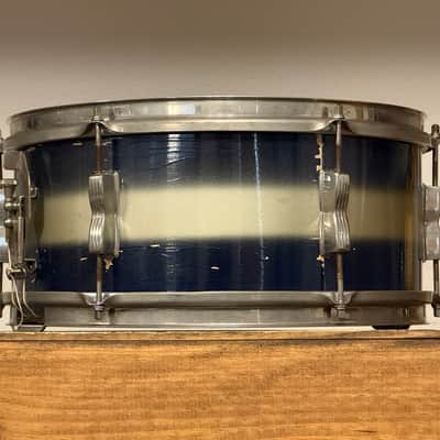 1950's WFL 6.5" x 14 Supreme Concert Model Blue & Silver Duco Snare Drum NOB Hoops image 5