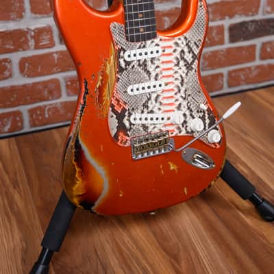 Fender Custom Shop SR25 61 Stratocaster Super Heavy Relic Candy Tangerine over 3-Color Sunburst w Boos Leather Custom Pickguard 2025 w/OHSC image 9