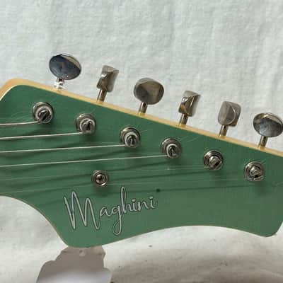 Maghini Guitars Skylark Baritone Guitar with COA + Gator Case 2023 - Lightly Aged Jade Metallic image 7