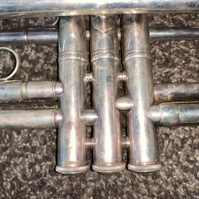 Vintage vintage 1970s Bach Stradivarius step up  Professional Model  37 Trumpet and Hardshell case Silver-Plated image 2