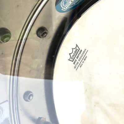 Vintage Ludwig Super Sensitive 6.5x14" Aluminum Snare Drum with Pointed Blue/Olive Badge 1969 - 1979 - Chrome-Plated image 3