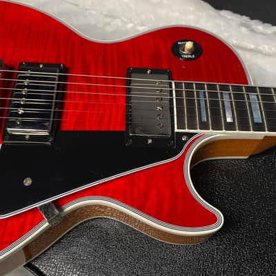 NEW! Gibson Dealer Select Custom Shop Les Paul Custom AAA Figured Flame Top - Transparent Red / Natural Back - Authorized Dealer - WOW! 9.5 lbs - G07455 image 6