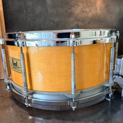 Pearl G-914D Freefloater snare 14x6.5” 1983-1987 - Natural maple lacquer image 4