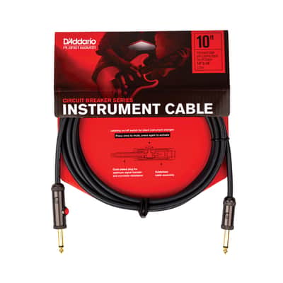 Planet Waves PW-AG-10 Circuit Breaker 1/4" TS Straight Instrument Cable w/ Integrated Mute Switch - 10'