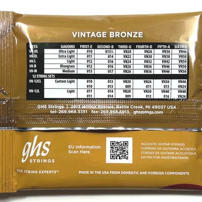 GHS Guitar Strings Acoustic Medium 13-56 Vintage Bronze image 2