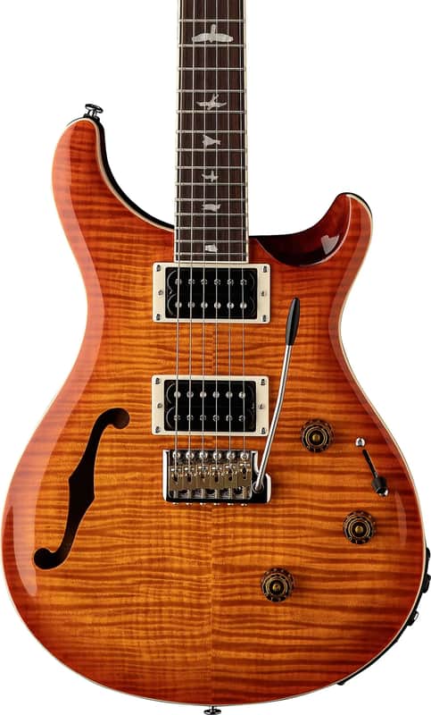PRS SE Custom 24 Piezo Semi-Hollow Electric Guitar, Rosewood Fingerboard, Vintage Sunburst image 1