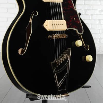 D'Angelico Excel 59 Hollowbody Electric Guitar - Solid Black with Stairstep Tailpiece (59ExSBkd1) image 5