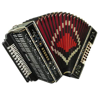 Hohner Antique Decorated Vintage Button Accordion Garmon Squeezebox Concertina, 2227, made in Germany Amazing Wonderful sound image 2