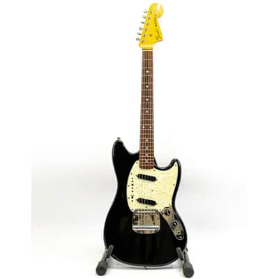 1989 Fender Mustang MG-69 Reissue MIJ Black w/ Gigbag, Trem Arm & Model Card image 3