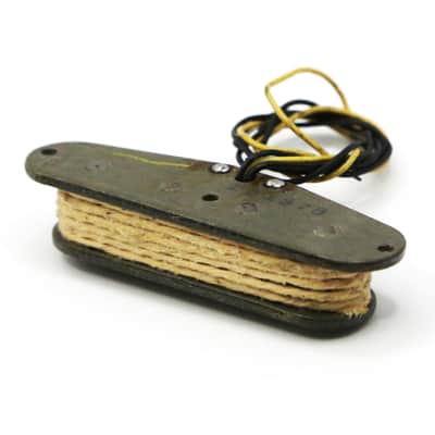 1978 Fender Telecaster Bass Pickup Rare Tele Staggered 4 Pole Piece White Cloth Gray Bobbin Yellow Black Plastic Wire Precision P Bass (#3 - 122378 - 7.87) image 9