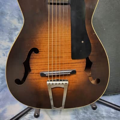 1936 Vintage Prewar Supertone by Harmony F Hole Parlor Guitar All Original Neck Reset Pro Setup Original Soft Shell Case image 2