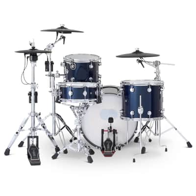 FREE TOM REBATE! - DW DWe 4pc Complete Electronic/Acoustic Drum Set w/Roland Cymbals & V71 Midnight Blue Metallic image 2