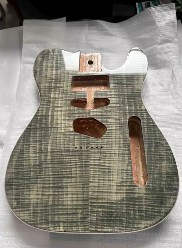 HSS Guitar Mahogany Wood Telecaster Tele Style Body with Veneer Tiger Maple Top image 1