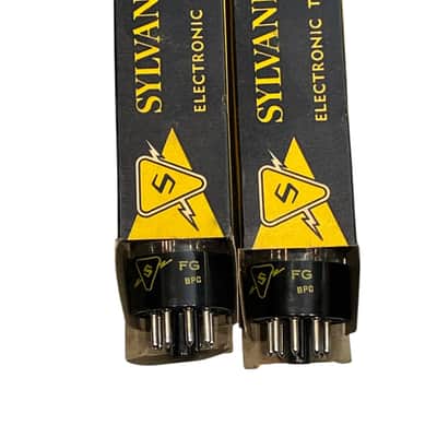 Sylvania Matched Pair Sylvania 6SN7GTB Chrome Top - 1956 Vintage NOS - USA 1956 - Black Plate image 2