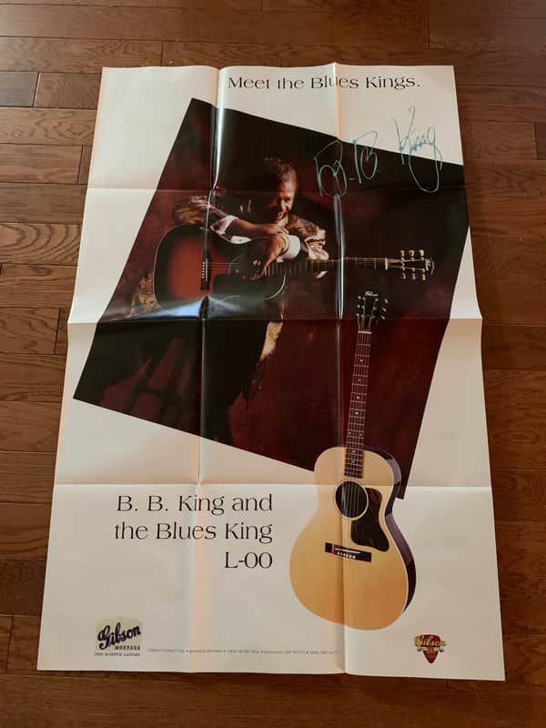 Gibson Fold Out Brochure B.B King Poster 90’s J-200 100 Xtra 30 45 chicago 35 SJ 30 Blues King Electro L-00 image 1