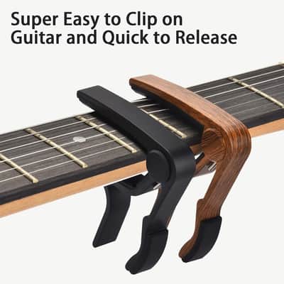 Guitar Capo, 2 Pack Capo for Acoustic Guitar, Guitar Capo for Electric Guitars, Bass, Buzzing-Free, Quick Release, Easy to Use, Black and Rosewood image 1