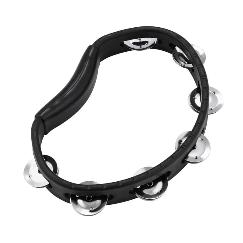 Meinl Tour Hand Tambourine, Steel Jingles, Black Black