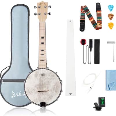 4 String Banjo Ukulele Concert 23 inch Remo Drumhead Maple Body + Truss Rod Gig Bag and Accessories image 1