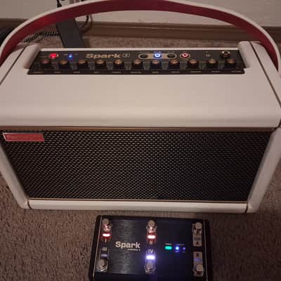 Positive Grid Spark 2 50-Watt 2x4" Digital Modeling Guitar Amp - Pearl White. Bundle comes with Spark Control X footswitch image 2