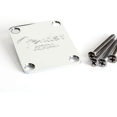 Fender Neck Plate, Chrome, Corona, No Adjustment Hole image 2