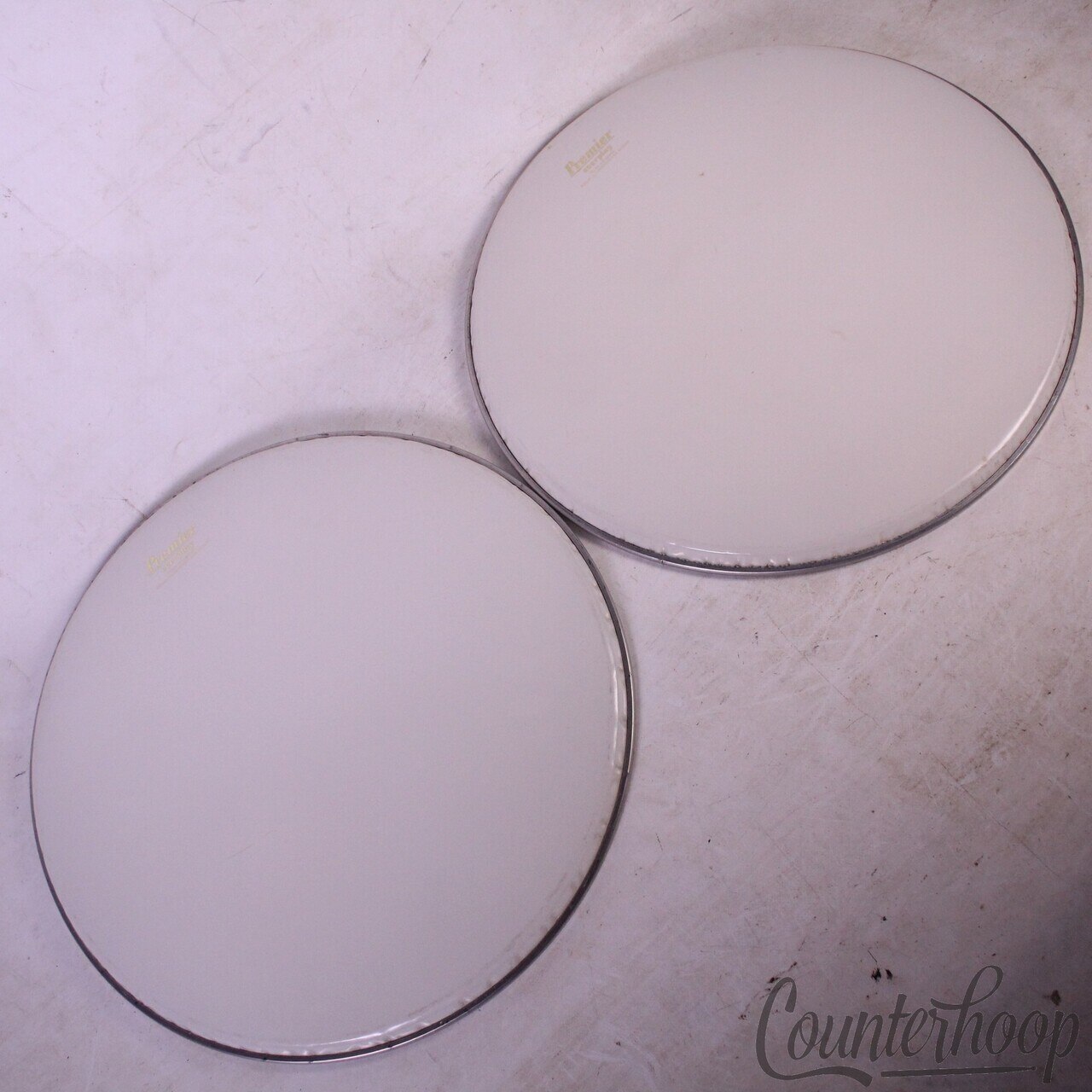 Premier 2x 16"Metric Floor Tom Drum Heads Everplay Vintage 60s Pre-International — main photograph