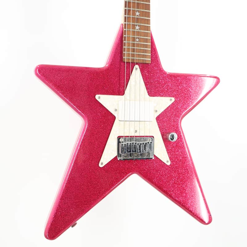 Daisy Rock Star Shaped Atomic Pink Sparkle Electric Guitar w/bag