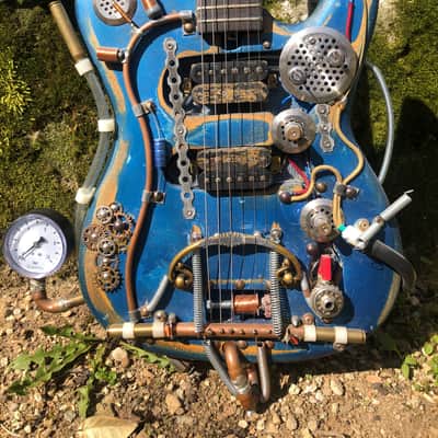 handmade telecaster blue/steampunk image 2