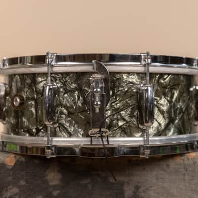 1950s Slingerland 5x14 Student Model Black Diamond Pearl Snare Drum image 2