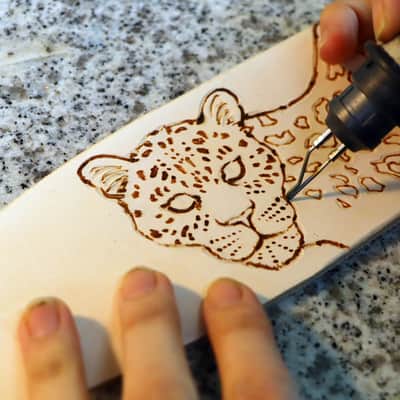 burnyblack custom made guitar strap leather - leopard pattern 1 yellow image 3