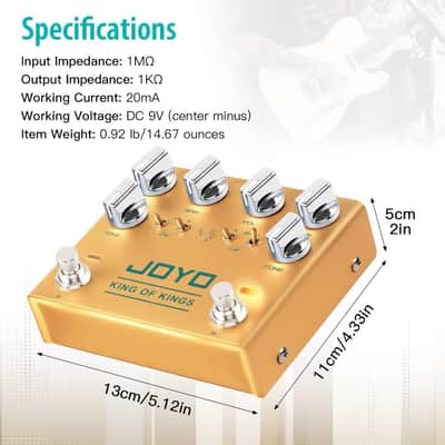JOYO Dual Crunch Pure Analog Circuit Overdrive Effect Pedal with Independent Clipping for Electric Guitar - True Bypass (King of Kings R-20) Price include the import duty for US buyer image 4