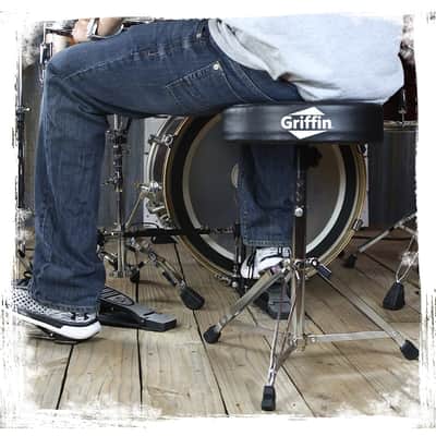 GRIFFIN Padded Drum Throne (ChromeElite Edition) – Adjustable Height Drummer’s Stool with Double Braced Hardware for Practice, Studio, Guitar Chair & Percussion Use image 8