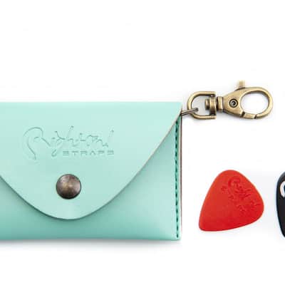 RightOn! Straps Pick Pouch Keychain made with Vegan Leather for Guitarists - Turquoise