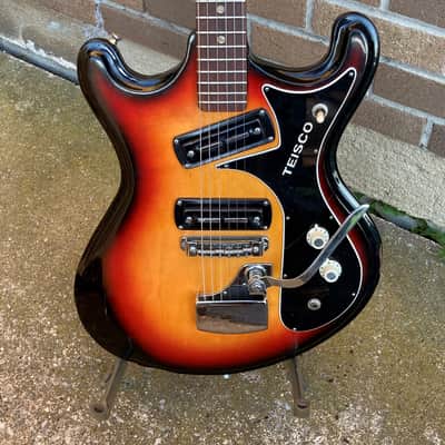 1968  Teisco V2 Sunburst . Very cool MIJ guitar Mezurashi (rare) image 3