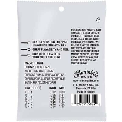 Martin MA540T Lifespan 2.0 Light 92/8 Authentic Guitar Strings image 2