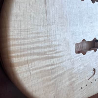 Compact Offset Bass Body NOS- High End Maple Top-Mahogany accent -solid ONE-piece Butternut (White Walnut) Back - Unfinished Front Routed LIMITED Luthier Supply R29 image 5