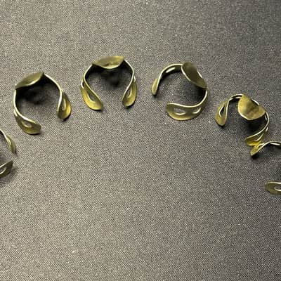 Set of 6 Vintage Dunlop Pat. Pend. Metal Fingerpicks 1940s-50s - Nickel image 2