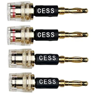 Banana Plug Connect to Spade Fork Plug Speaker Cable Adapter, 4 Pack image 1