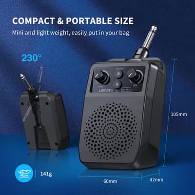 LEKATO Mini Electric Guitar Amp 5W, Portable Guitar Amp Bluetooth with Built-in 4 Effects, Clean Distortion Overdrive Reverb, Rechargeable Small Amplifier for Practice, Black (JA-05G) image 5