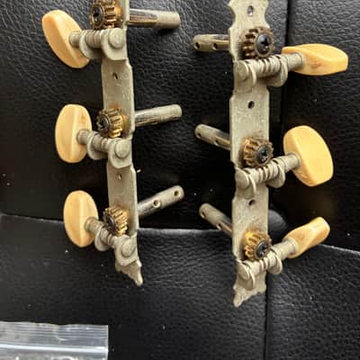 2 vintage sets of machine heads for 6-string slotted headstock guitars - oblong buttons image 7
