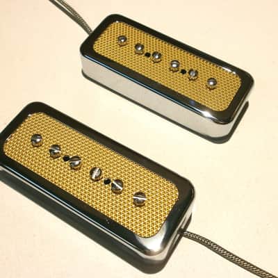 FOIL P90 Soap Bar Pickup SET Bridge and Neck Gold Chrome Electric Custom Guitar by Q pickups image 9