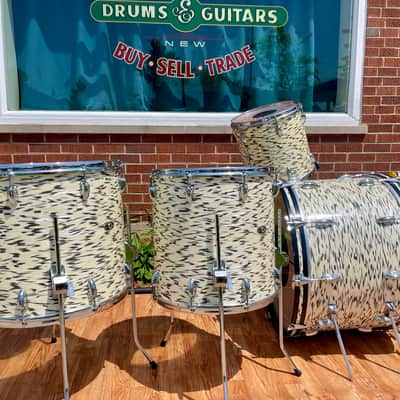 1985 Slingerland Magnum "Holland" Drum Set White Tiger Pearl 24/13/16/18 image 20