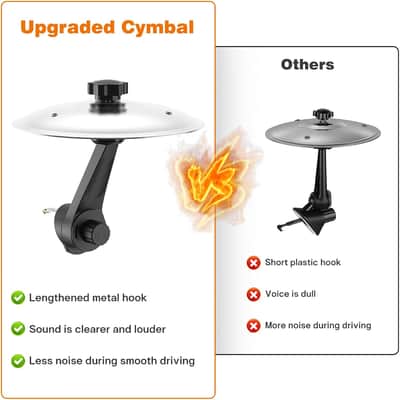 2 Pack Car Cymbal Air Vent, Mini Drum Crash Cymbal Set with Mini Drum Stick, Funny Musical Instruments Gadget for Drummer Music Lovers Gift, Compact Durable Car Accessory for Most Vehicles(Silver) image 4