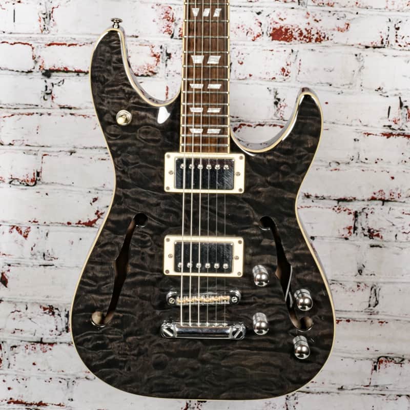 Schecter - Diamond Series C-1E/A Semi-Hollow Electric Guitar, Grey Quilted Maple - x0028 - USED image 1