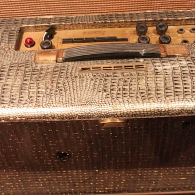 Vintage 1963 Selmer Zodiac Twin Thirty Truvoice Croc Skin Amplifier w/ Pedal image 4