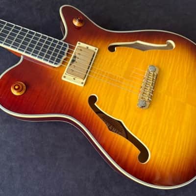 DYNAMIC METROPOLITAIN JAZZ II - Fully Hollow ES Thinline Vintage Sunburst Flametop Guitar by PT Berger image 1