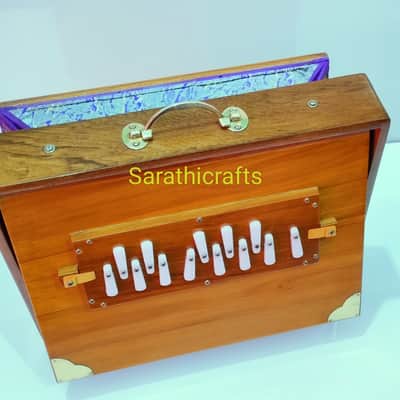 Shruti Box, Large 16x12x3 in. Pure Teak Wood Sur Pete With Bag, 440 hz 2024 - Teak Wood image 4