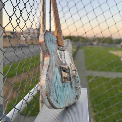 Palir Titan Tele-Style – Rustic Blue Relic – Boutique Build – Thick Neck – Excellent Condition image 3
