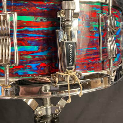 Ludwig 1971 Psychedelic Red - 5x14" Jazz Festival Snare Drum, Excellent! image 9