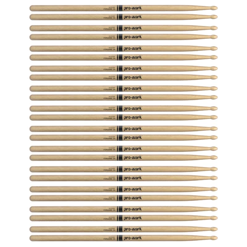 Promark American Hickory 5A Wood Tip Drum Sticks (12 Pair Bundle) image 1