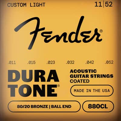 Fender 880CL Dura-Tone Coated Acoustic Guitar Strings - CUSTOM LIGHT 11-52 image 6